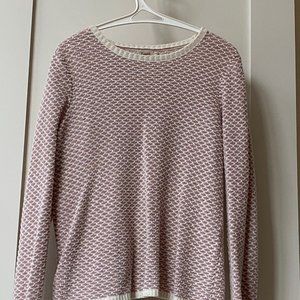 Faherty Pink and White Marled Knit Sweater